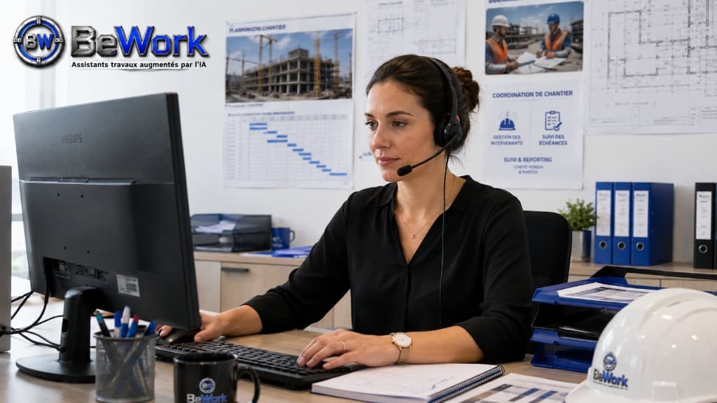 Assistante BeWork, planning chantier et coordination intervenants BTP au bureau