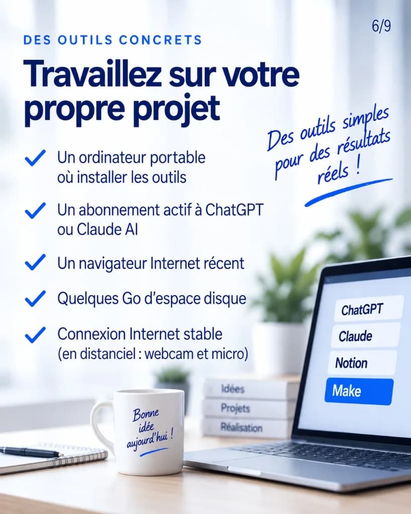 Bureau avec laptop — ChatGPT et Claude pour créer un ERP BTP