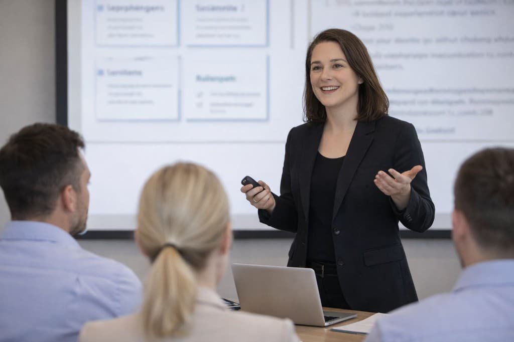 Session de formation IA BTP en visioconférence — participants et formatrice