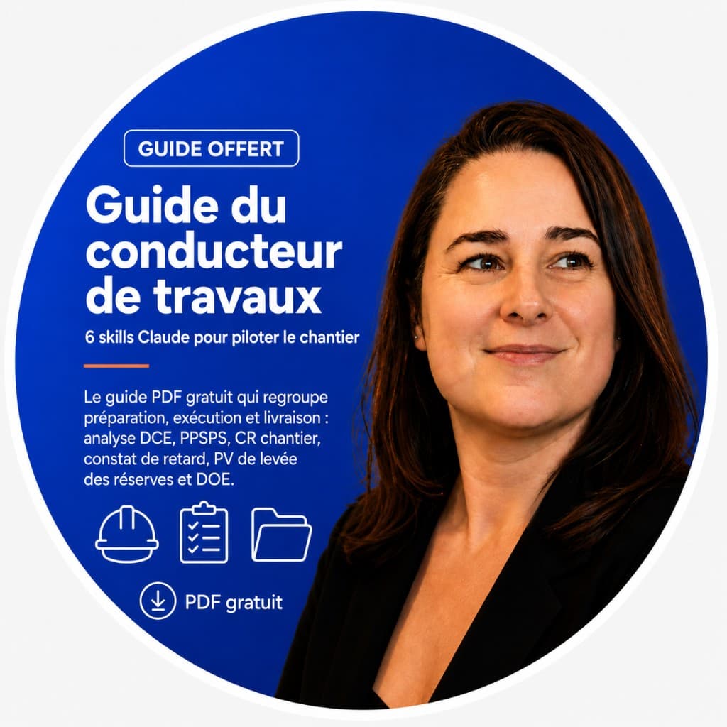 Guide conducteur de travaux BTP — 6 skills Claude pour piloter le chantier, PDF gratuit