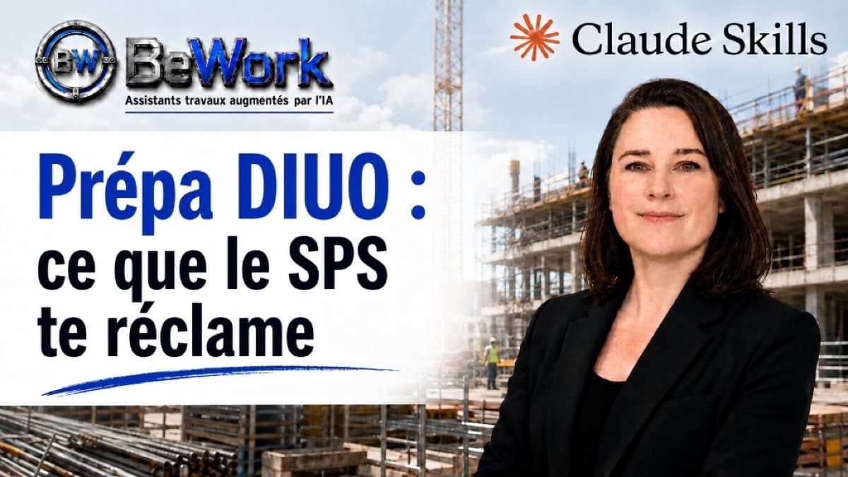 Professionnelle BTP, prépa DIUO pour le SPS — pièces lot chantier formation IA pour le BTP