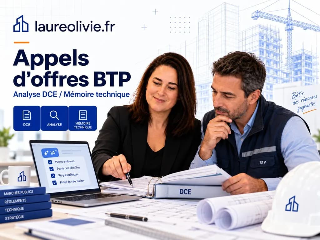 Appels d’offres BTP — DCE, analyse et mémoire technique Formation appels d’offres BTP : analyse DCE et mémoire technique avec l’IA