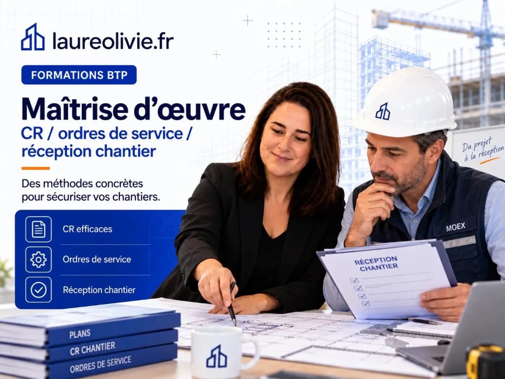 Maîtrise d’œuvre — CR, OS et réception chantier Formation maîtrise d’œuvre BTP : CR, ordres de service et réception chantier