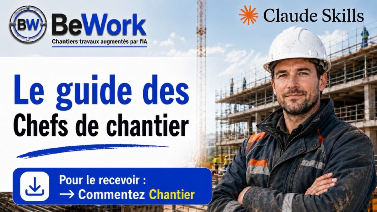 Chef de chantier casque blanc bras croisés — guide IA terrain skills Claude formation BTP