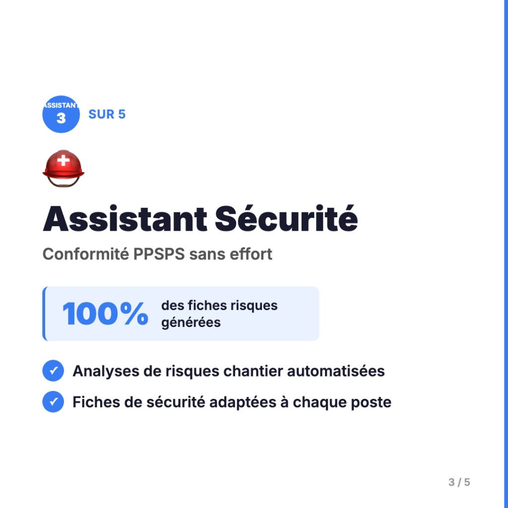 Assistant sécurité chantier BTP : analyses de risques, fiches sécurité, PPSPS