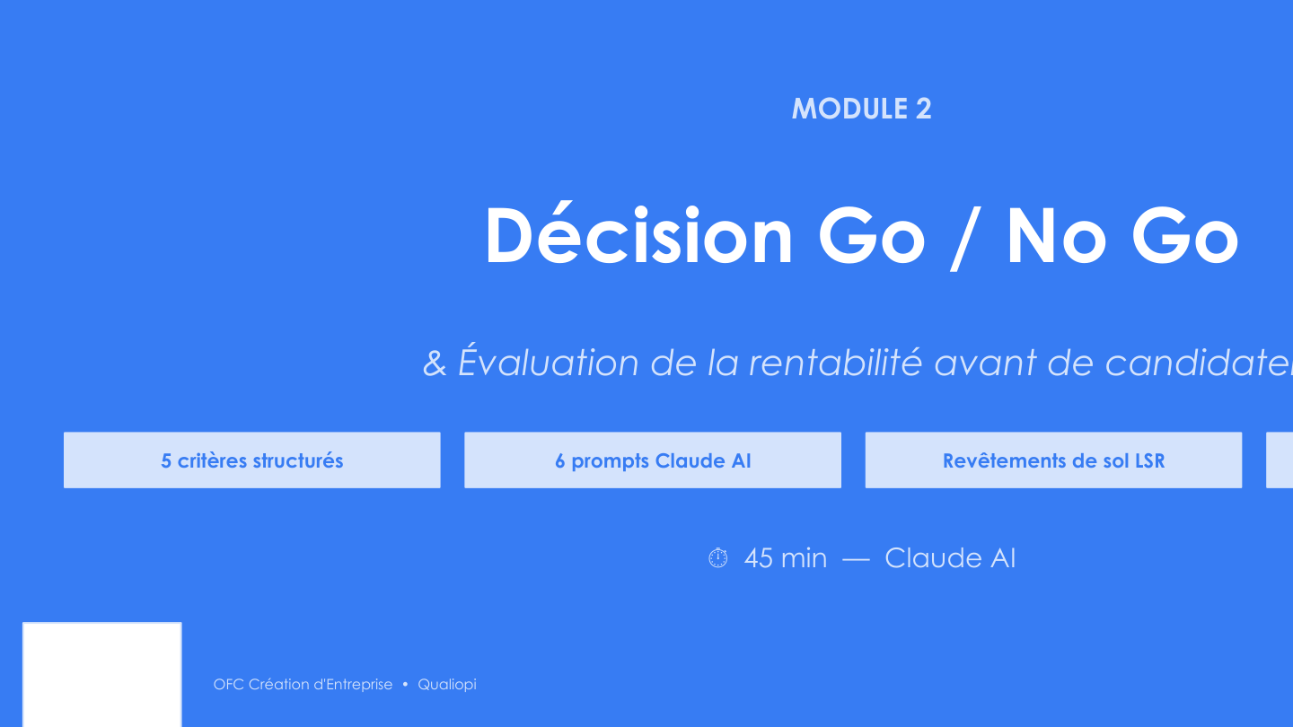 Module 2 formation LSR : décision Go No Go et évaluation rentabilité avant candidature appel d’offres BTP
