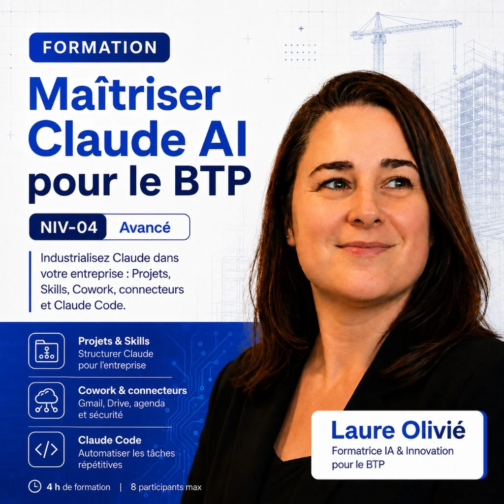 Formation intelligence artificielle BTP : Maîtriser Claude AI pour le BTP par Laure Olivié